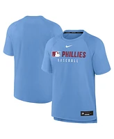 Nike Men's Light Blue Philadelphia Phillies Authentic Collection Pregame Raglan Performance T-Shirt