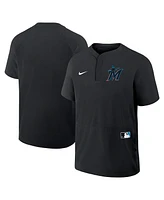 Nike Men's Black Miami Marlins Authentic Collection Raglan Short Sleeve Windshirt