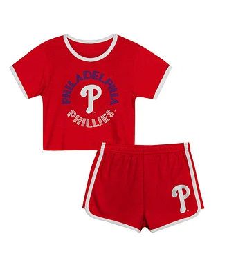 Outerstuff Toddler 2-Piece Red Philadelphia Phillies Double Run T-Shirt & Shorts Set