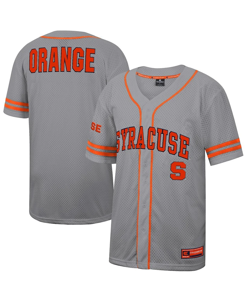 Colosseum Men's Gray Syracuse Orange Free Spirited Baseball Jersey