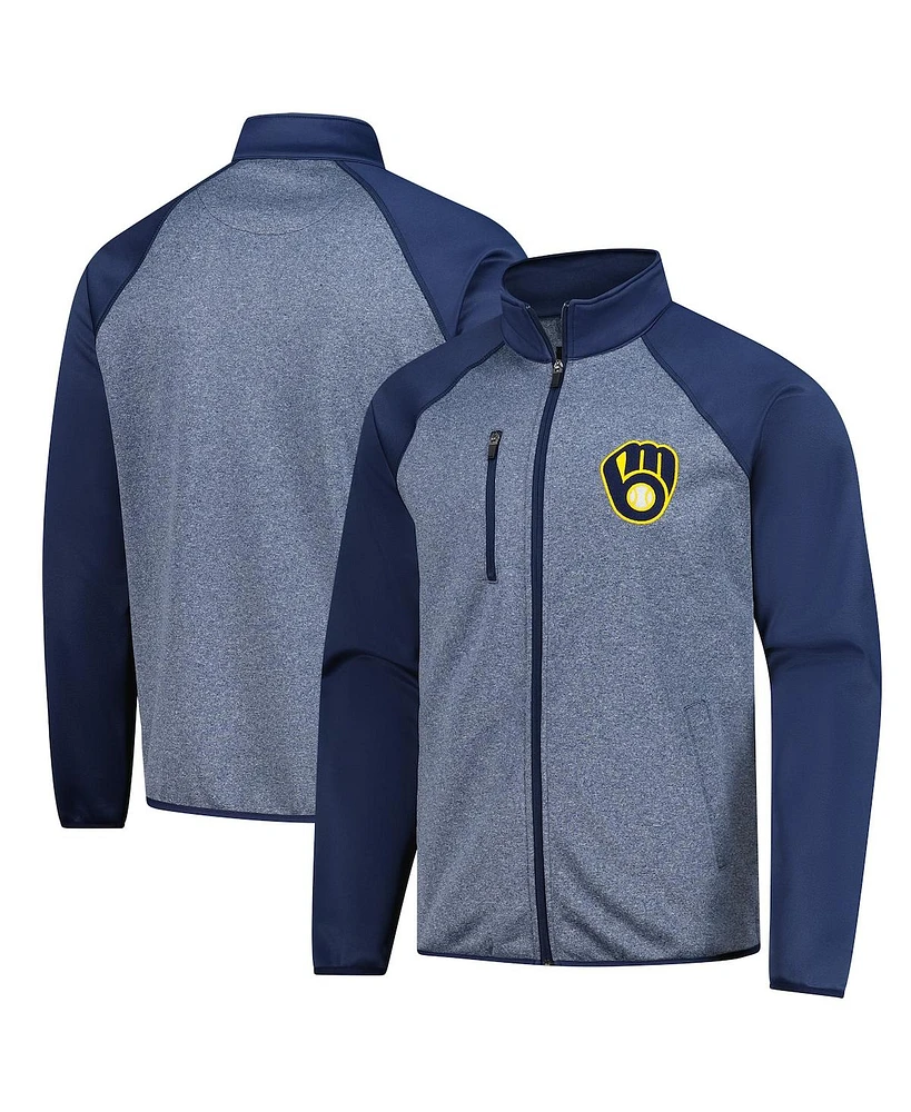 G-iii Sports by Carl Banks Men's Navy Milwaukee Brewers Runners Raglan Full Zip Track Jacket