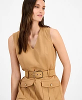 Tahari Asl Women's Belted Sleeveless Fit & Flare Dress