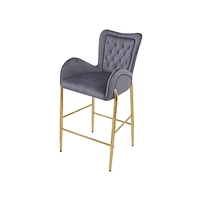 Set of 2 Velvet Bar Stools, Tufted Armchairs with Gold Metal Legs for Home & Kitchen Island-The Pop