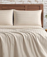 French Connection Damask Stripe 300-Thread Count Cotton Sateen -Pc. Sheet Set