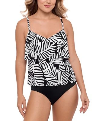 Swim Solutions Womens V Neck Tiered Tankini Top Ultra High Waist Swim Bottoms Exclusively At Macys