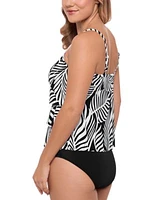 Swim Solutions Womens V Neck Tiered Tankini Top Ultra High Waist Swim Bottoms Exclusively At Macys