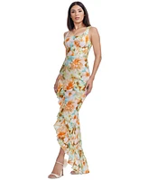 Dress the Population Women's Charlene Square-Neck Ruffle-Trim Gown