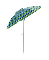 Gymax 6.5Ft Beach Umbrella w/ Tilt Mechanism Sand Anchor Carrying Bag