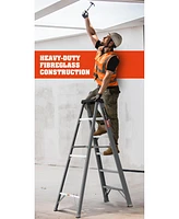 Fiberglass Step Ladder 4-Step 250lbs Gray