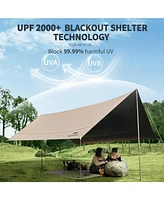 Naturehike Camping Tent Tarp with Poles, Waterproof Pu 18000mm+, Anti-uv UPF2000+ Camping Sun Shelter Rain Fly, Camping Tent Canopy