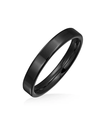 Bling Jewelry Plain Simple Thin Flat Band Rings Polished Titanium Comfort Fit 3MM