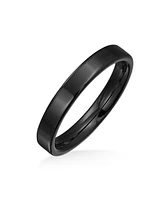 Bling Jewelry Plain Simple Thin Flat Band Rings Polished Titanium Comfort Fit 3MM