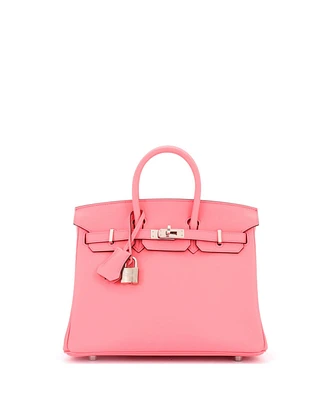 Pre-Owned Hermes Birkin 25 Handbag Pink Swift with Palladium Hardware