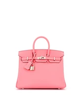 Pre-Owned Hermes Birkin 25 Handbag Pink Swift with Palladium Hardware
