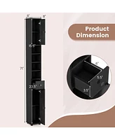 Gymax Tall Slim Bathroom Storage Cabinet Linen Tower w/Drawer Adjustable Shelves Black