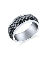 Bling Jewelry Multi Faceted Prism Cut Band Fidget Spinner Rings Two Silver Tone Oxidized Stainless 8MM