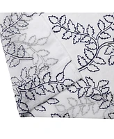 Kate Aurora 2 Piece Embroidered Ethan Floral Leaf Matte Sheer Grommet Top Curtain Panels - 84 in. Long - Navy