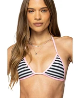 Edikted Women's Jayla Striped Triangle Bikini Top
