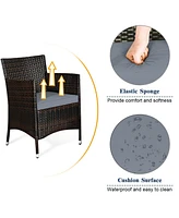 4 Pcs Outdoor Patio Rattan Furniture Set Table Shelf Sofa