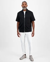 Michael Kors Men's Double Knit Zipper Short-Sleeve Shirt