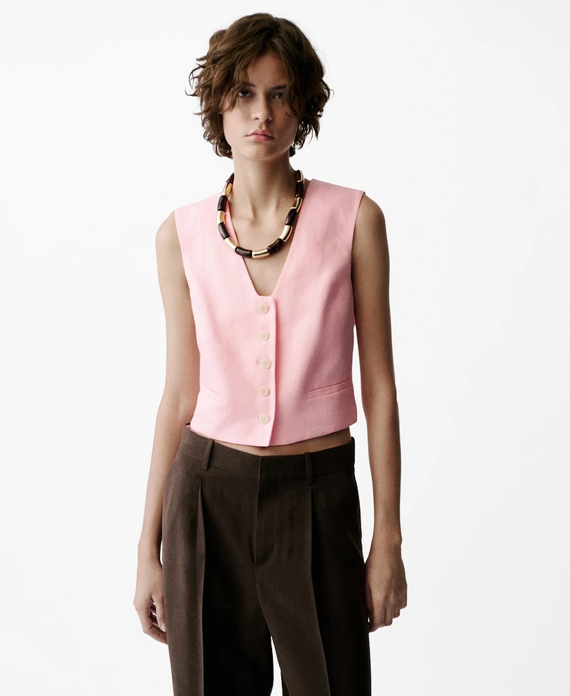 Mango Women's Linen Suit Vest