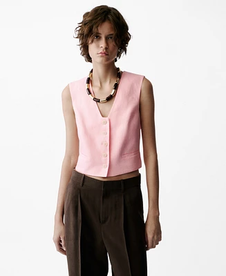 Mango Women's Linen Suit Vest