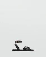 Mango Women's Buckle Strap Leather Sandals