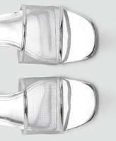Mango Women's Mesh Strap Kitten Sandals