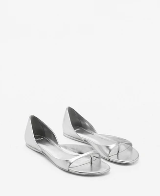 Mango Women's Metallic Leather Sandals