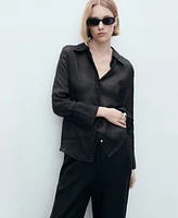 Mango Women's Straight Cropped Linen Trousers Pants