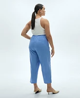 Mango Women's Straight Linen-Blend Trousers Pants