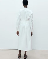 Mango Women's Belt Linen Shirt Dress