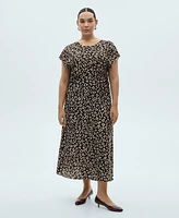 Mango Women's Frayed Ends Leopard Print Dress