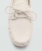 Mango Women's Laces Leather Boat Shoes