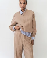 Mango Women's Straight Lyocell Texture Pants