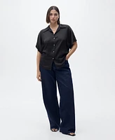 Mango Women's Short-Sleeved Satin Shirt