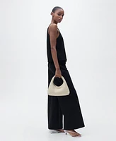 Mango Women's Cropped Palazzo Trousers Pants