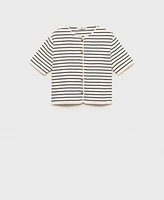 Mango Women's Short Sleeve Striped Cardigan Sweater
