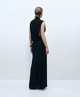Mango Women's Side Slit Draped Dress