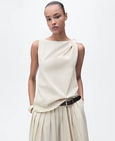 Mango Women's Pleated Detail Flared Skirt