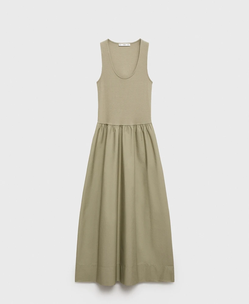 Mango Women's Combined Fabric Flared Dress