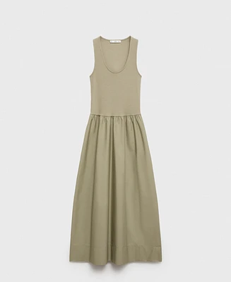 Mango Women's Combined Fabric Flared Dress