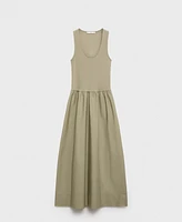 Mango Women's Combined Fabric Flared Dress