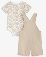 First Impressions Baby Boys Cotton Tonal Leaf-Print Bodysuit & Shortall, 2 Piece Set, Exclusively at Macy's