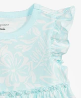 First Impressions Baby Girls Tonal Tropical-Print Flutter-Sleeve Dress, Exclusively at Macy's