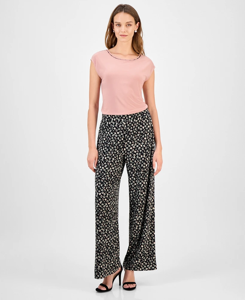 Kasper Women's Mid-Rise Wide-Leg Pull-On Pants