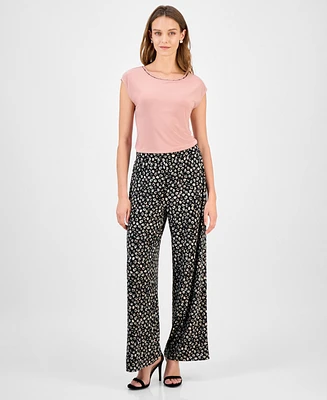 Kasper Women's Mid-Rise Wide-Leg Pull-On Pants