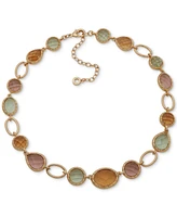 Anne Klein Gold-Tone Bezel Stone Collar Necklace, 16" + 3" extender