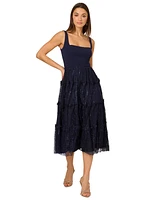 Adrianna by Papell Women's Crepe and Lace Midi Dress