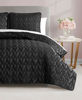 Juicy Couture Satin Heart Stitched 3 Pc. Quilt Set